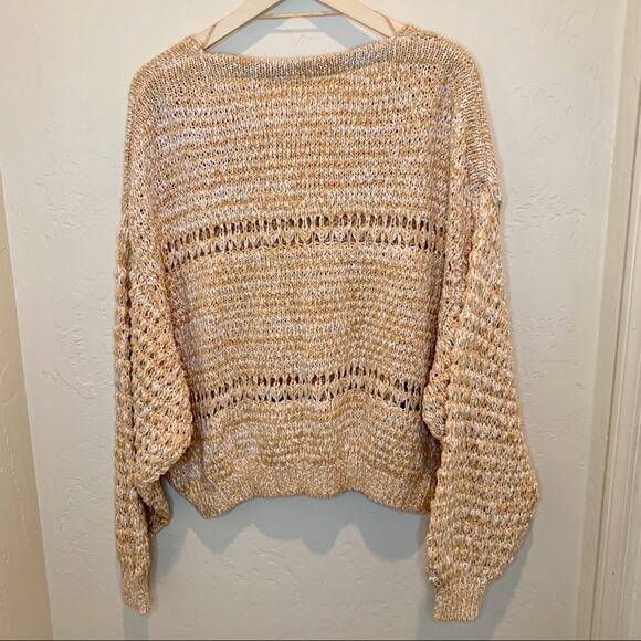 Free People muted yellow loose knit sweater size medium - Picture 7 of 11